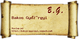Bakos Györgyi névjegykártya
